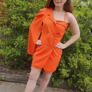 Boohoo Orange One Shoulder Dress